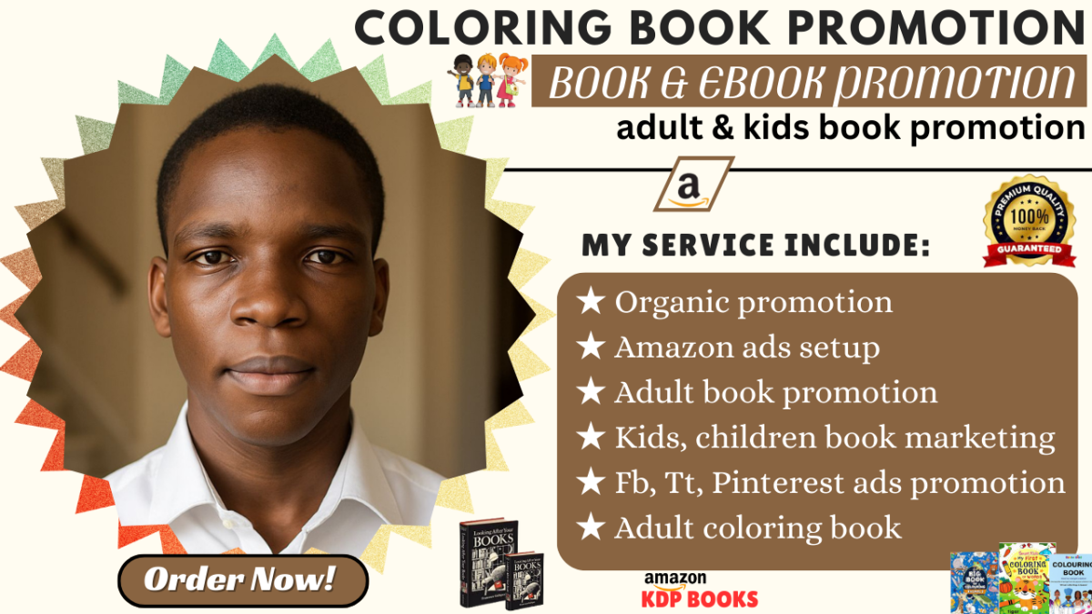 I will promote your adult, kids, children coloring book ebook marketing