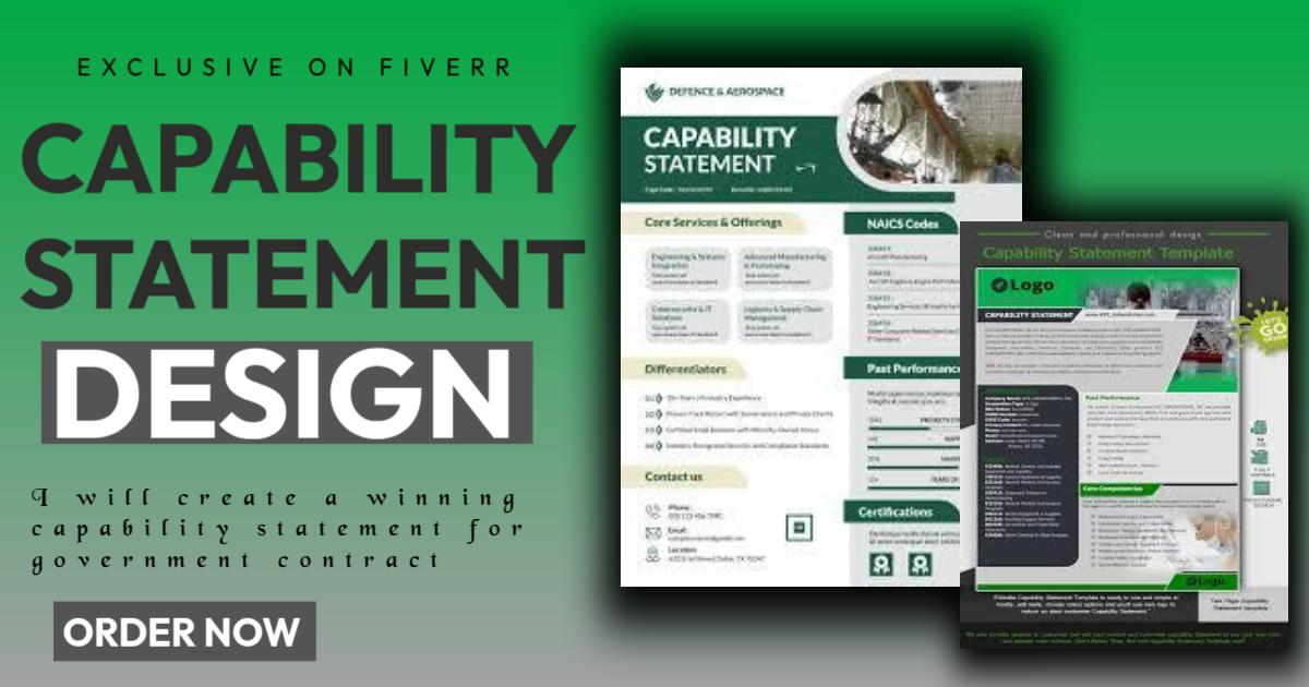 I will design a capability statement for government contracts and company profile