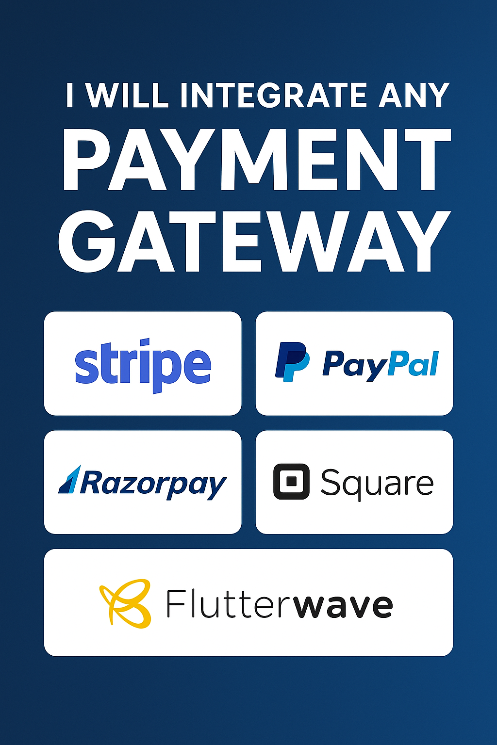 I will integrate payment gateways PayPal, Stripe, Razorpay, etc. for your website