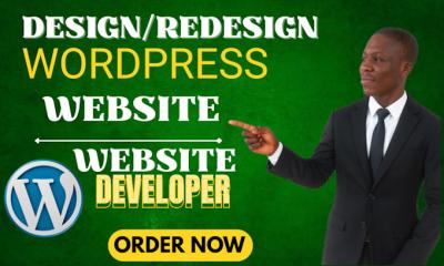 I will design a custom WordPress website or business site with full redesign service