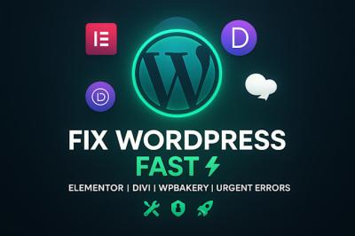 I Will Urgently Fix WordPress Website Issues in Elementor, Divi, WPBakery, or Any Builders