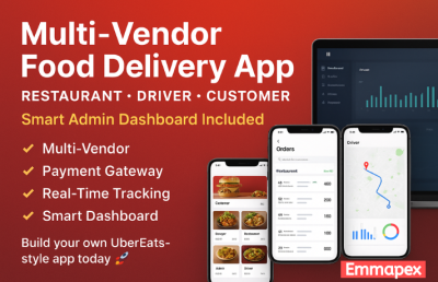 I will develop multi vendor food delivery app for restaurants and cloud kitchens