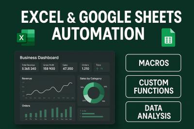 I will automate Excel and Google Sheets with custom spreadsheets, VBA macros, and templates