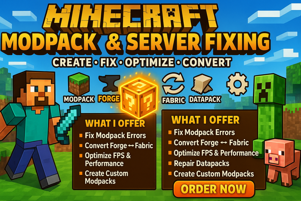 I Will Create, Fix, Optimize, Custom Modpack Minecraft Error Datapack Convert Forge Fabric