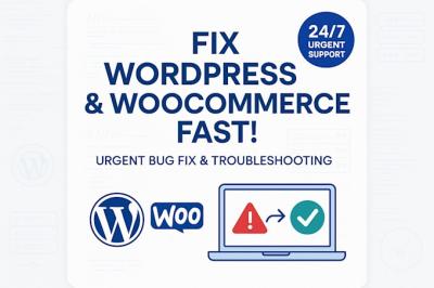 I will urgently troubleshoot, fix WordPress website WordPress bug fix WooCommerce fix