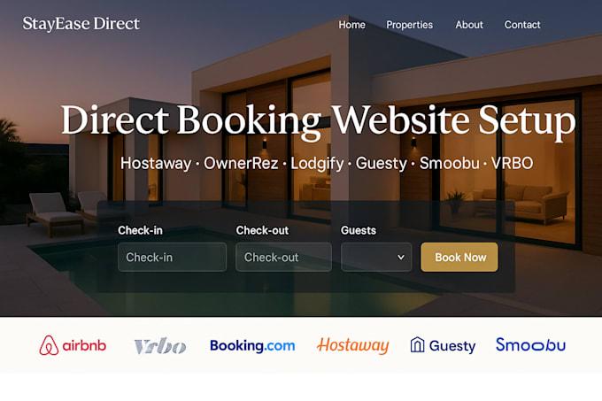 I will build your direct booking website with Hostaway, OwnerRez, Lodgify, Guesty