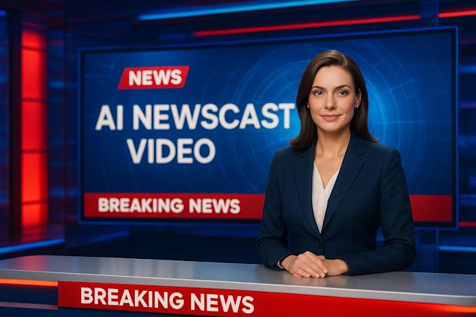 I will create newscasting video ai avatar ai breaking news with veo3 ai influencer