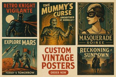 Retro Vintage Comic Poster Event Horror Movie Wall Art Deco Illustration