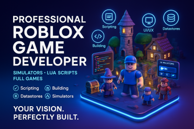 I will professional roblox game developer simulator roblox lua scripter godot game vr