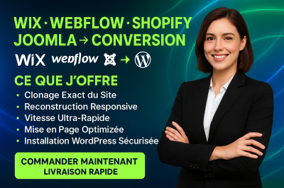 I will conversion migration clonage wix weebly lovable joomla webflow vers wordpress