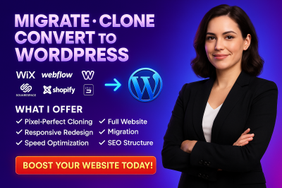 I Will Convert, Migrate, Clone Wix, Squarespace, Weebly, Lovable, Joomla, Webflow to WordPress