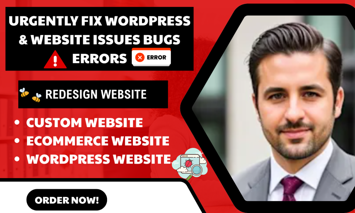 =I will urgent fix website error bug wordpress login signup contact form fix malware css