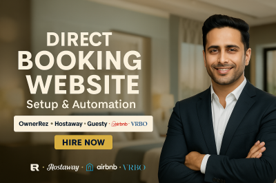 I will setup, list, and integrate Hostaway, Lodgify, Airbnb, OwnerRez, VRBO, Guesty, and Hospitable