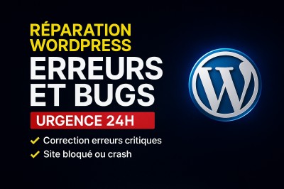 I will fix urgent WordPress, reparation erreurs, bugs, theme, mise à jour, site bloqué
