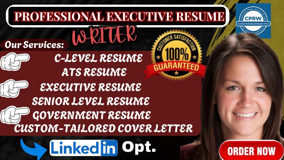 I will write executive resume writing federal resume cover letter for c suite roles