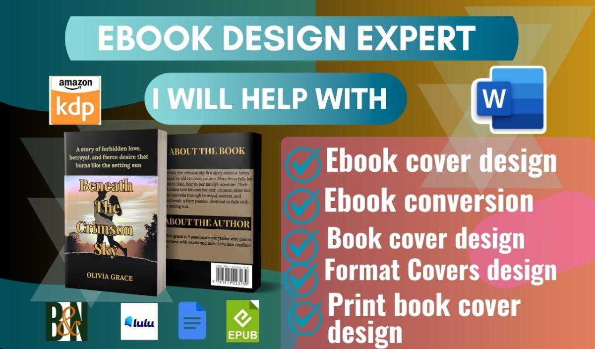 I will do ebook, hardback print book cover design, and convert PDF to EPUB, MOBI on KDP