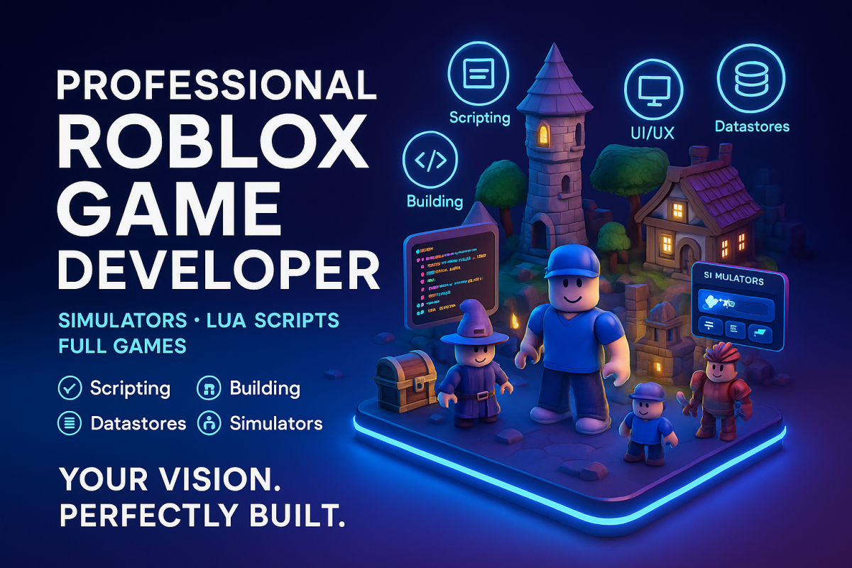 I will professional Roblox game developer simulator Roblox Lua scripter Godot game VR
