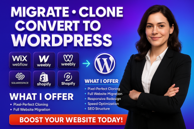 I Will Convert, Migrate, Clone Wix, Squarespace, Weebly, Lovable, Joomla, Webflow to WordPress
