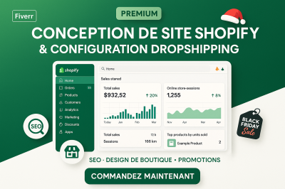 I will créer site web boutique Shopify design dropshipping SEO Vendredi Noir Noël