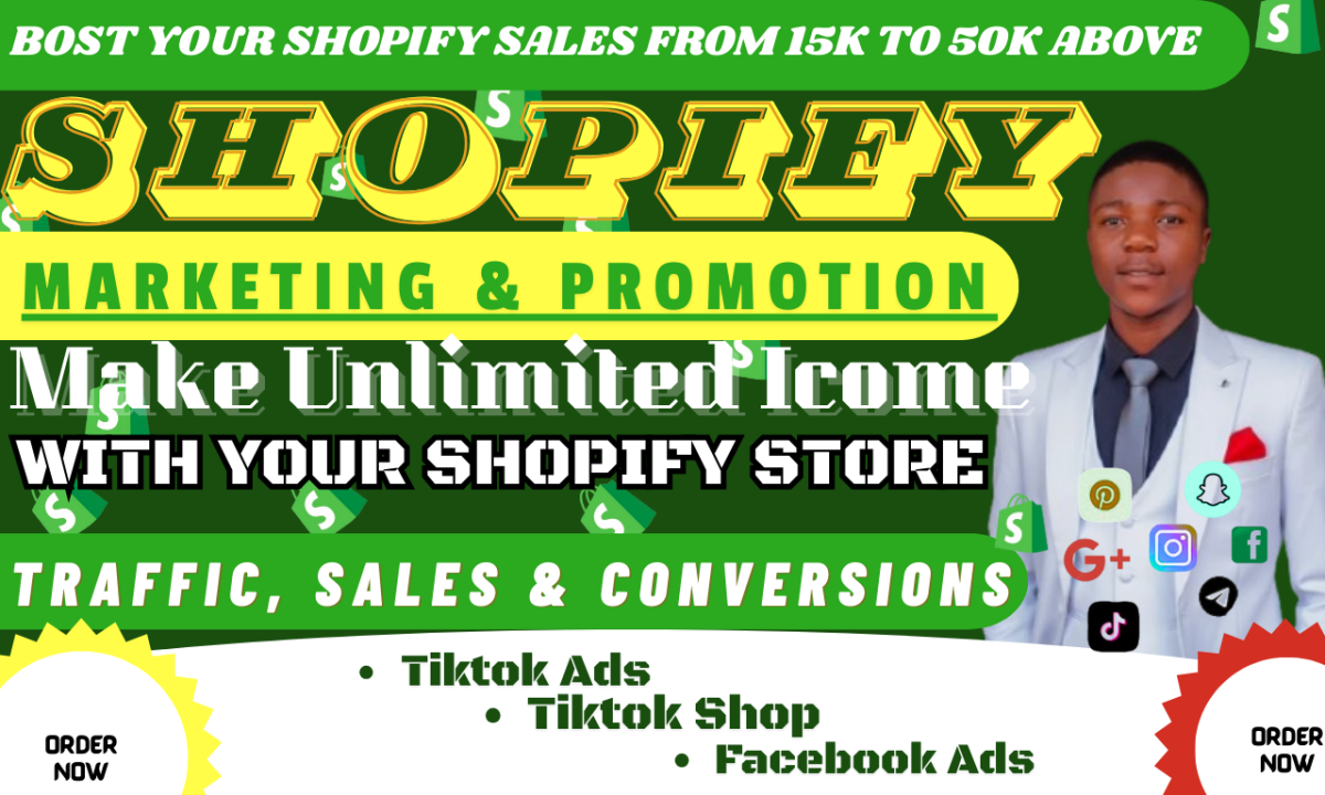 I will boost Shopify sales with Shopify ecommerce dropshipping marketing ads & TikTok shop