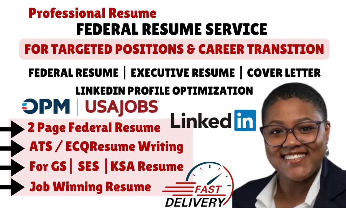 I will write federal resume writing for usajobs, ATS executive resume ...
