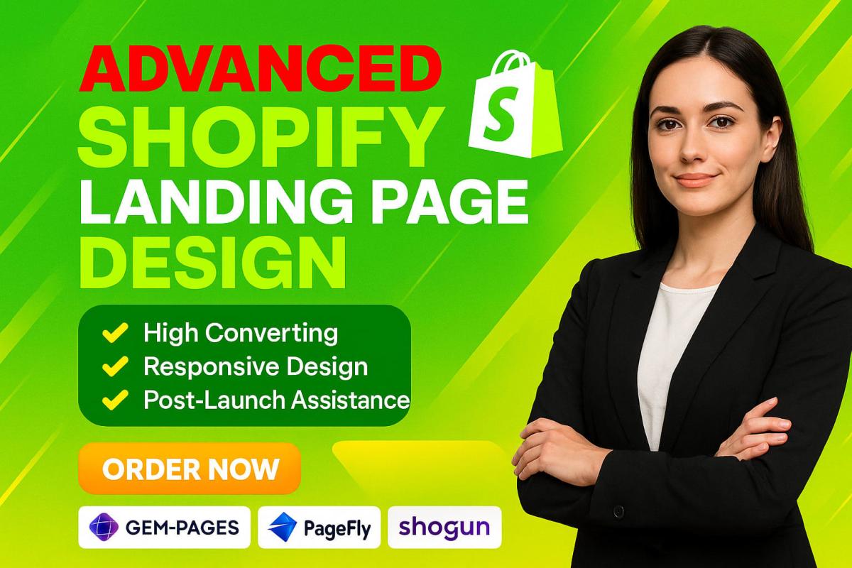 I will design a professional Shopify landing page using PageFly or GemPages