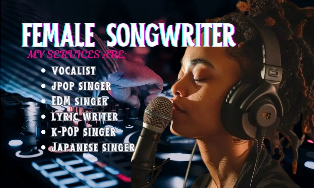I will be your female singer, songwriter fantasy, jingle song custom tailor cover song