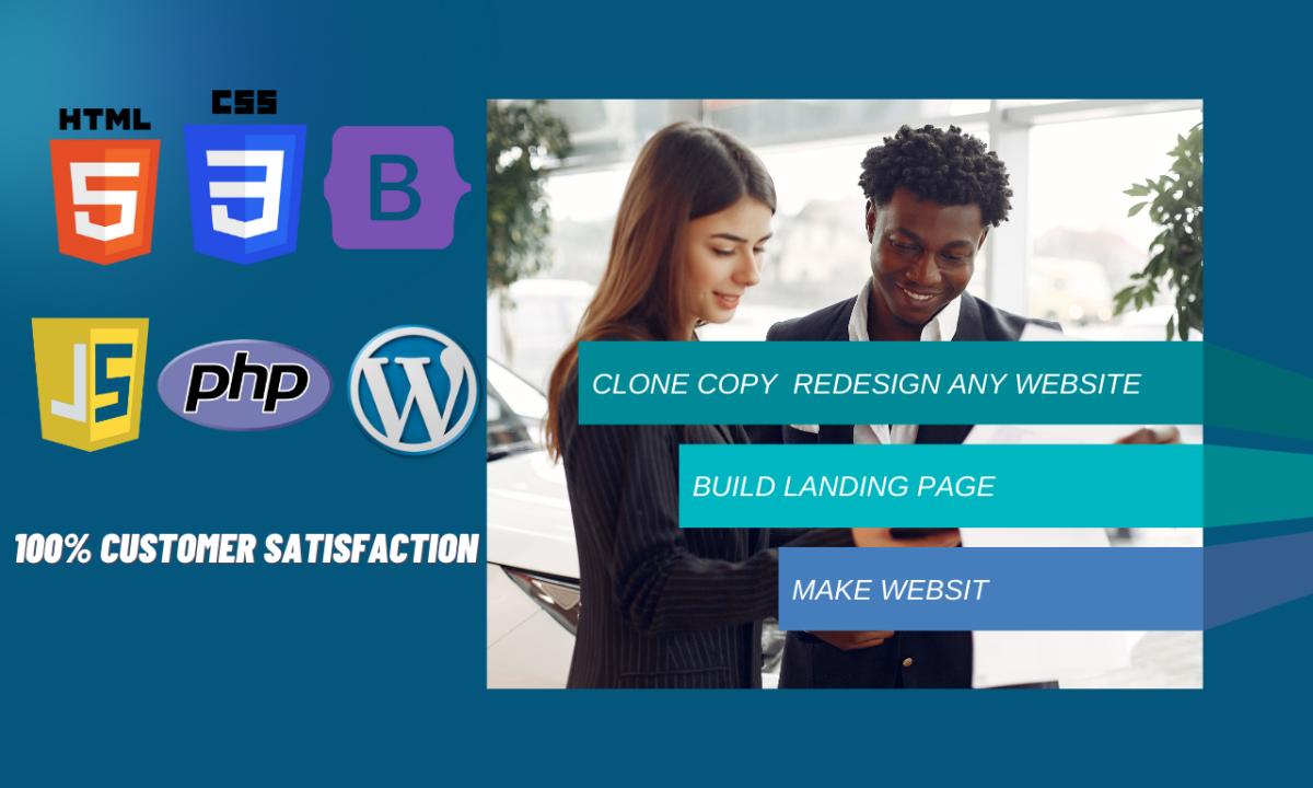 I Will Clone, Copy, or Redesign Any Website Using HTML, CSS, JS, React, or WordPress