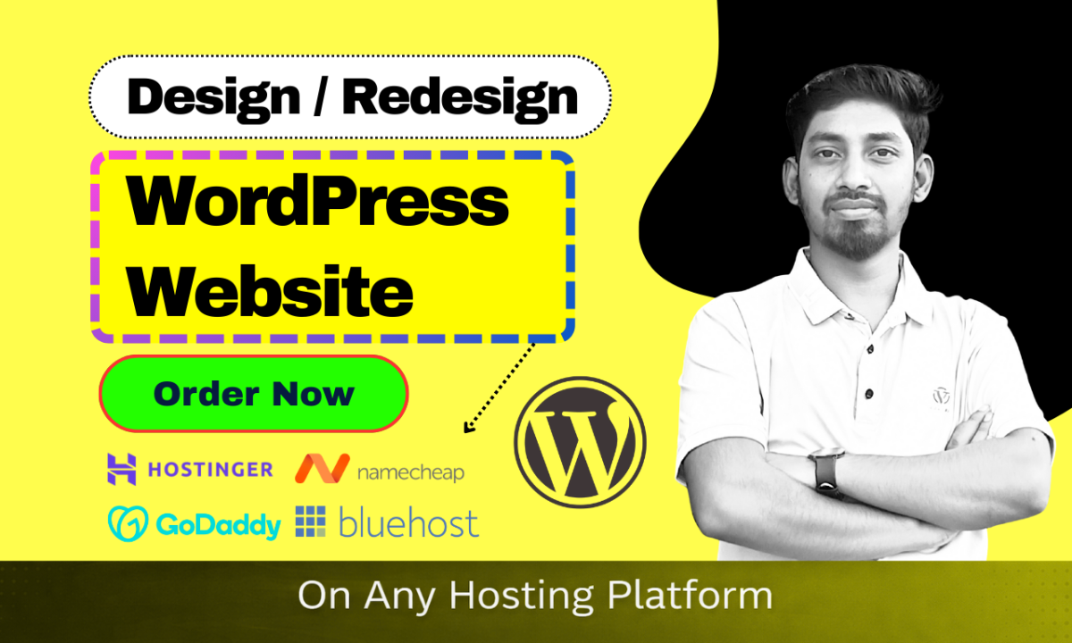 I will develop a complete WordPress website on Namecheap, Bluehost, Hostinger, GoDaddy