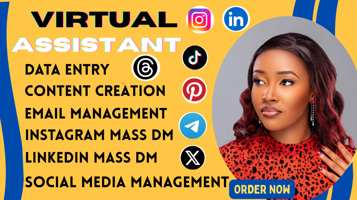 I will be Executive Admin Virtual Assistant YouTube Instagram Mass DM Social Media Manager
