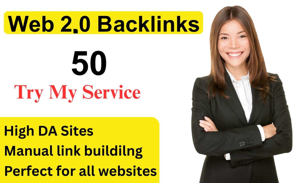 I will create 50 high quality manual Web 2.0 contextual backlinks for SEO