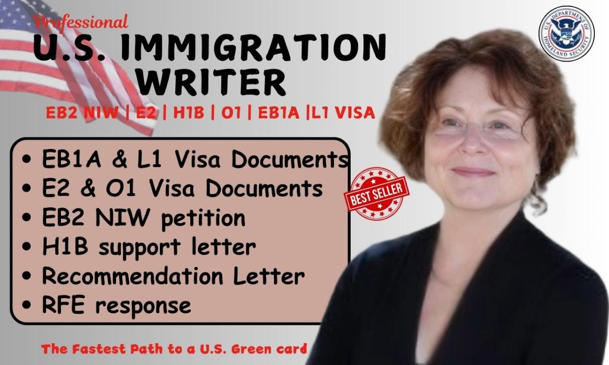 I will write eb2 niw petition letter rfe e2 business plan eb1a letter o1 l1 for uscis