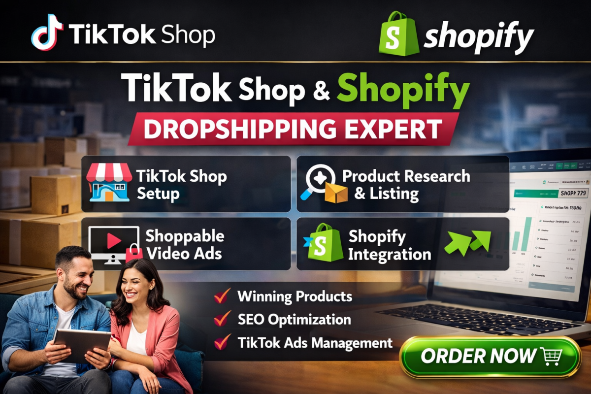 I will setup TikTok Shop, fix TikTok Shop, manage Shopify, marketing, TikTok dropshipping