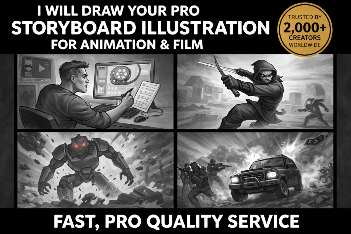 I will be your pro storyboard illustration artist for animation and film