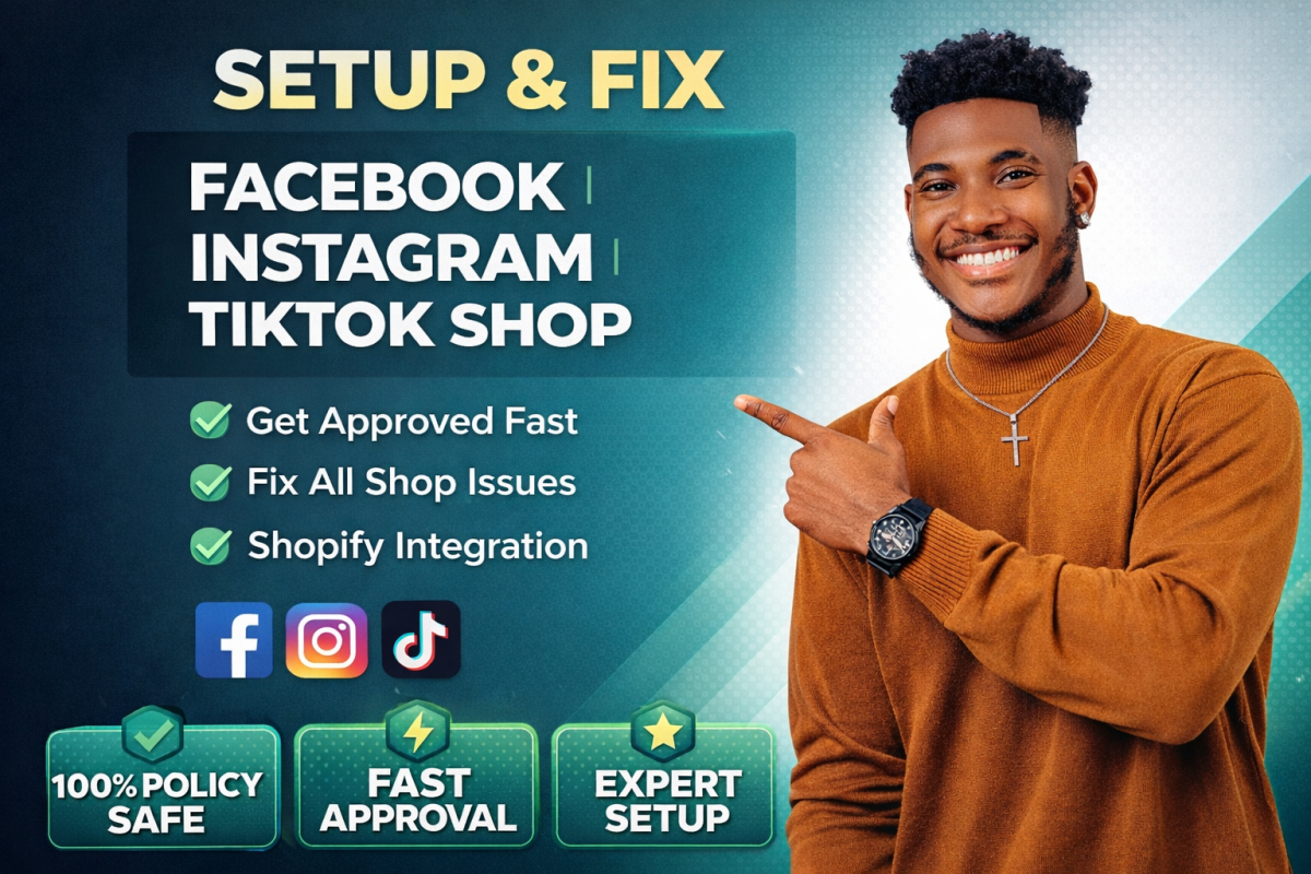 I will setup Facebook Shop, Instagram Shop, TikTok Shop and fix all issues