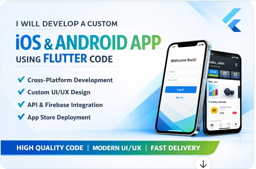 I will develop UI UX app design, Flutter mobile app, Android and iOS app development