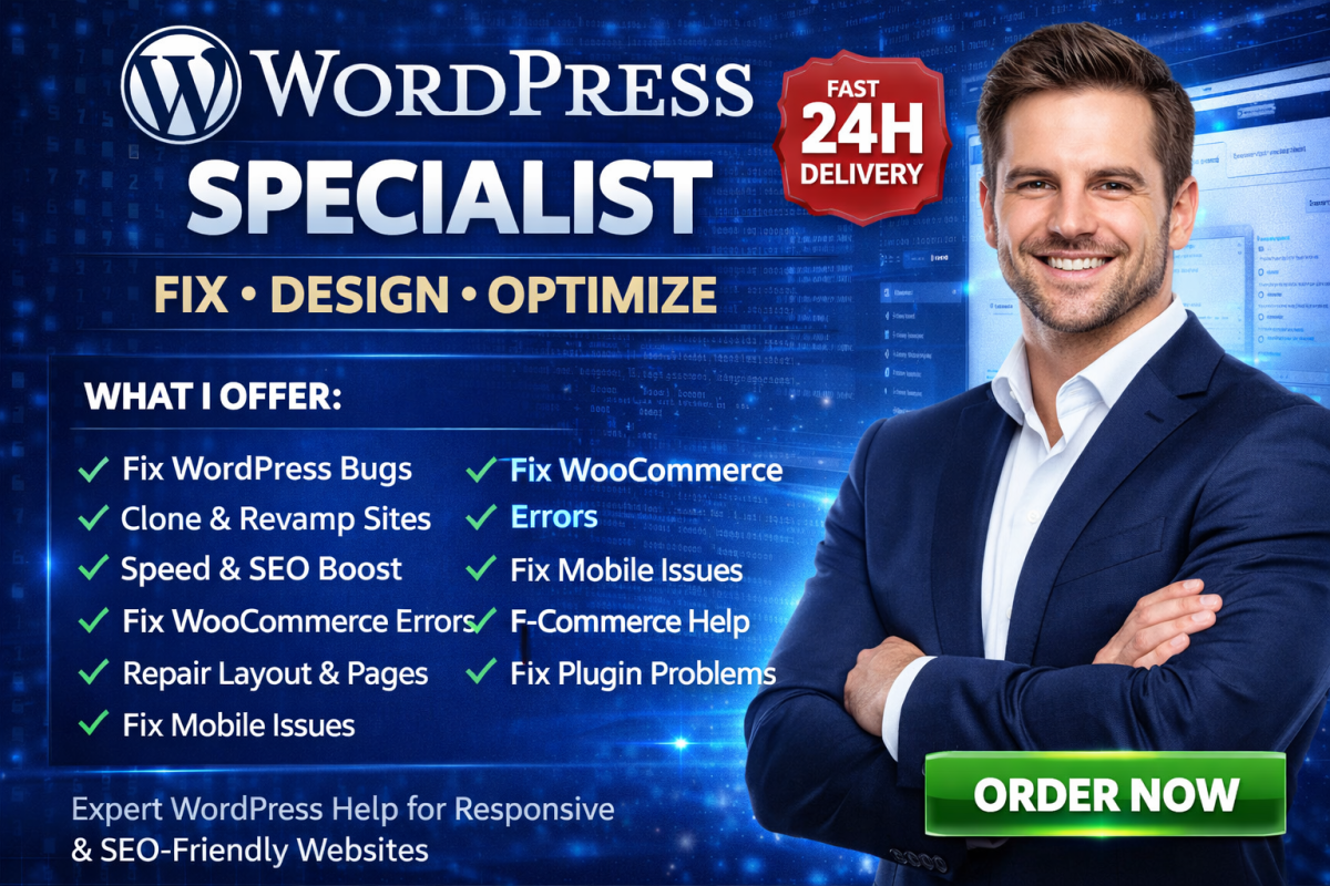 I Will Fix, Revamp, Bug Fix, Fix WordPress Error & Mobile Issues on WordPress Website