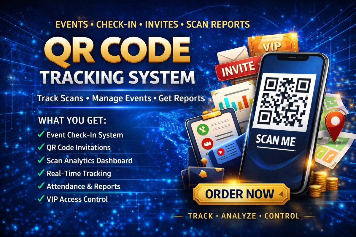 I will create custom QR code tracking system, event pass, check-in, QR code invitation