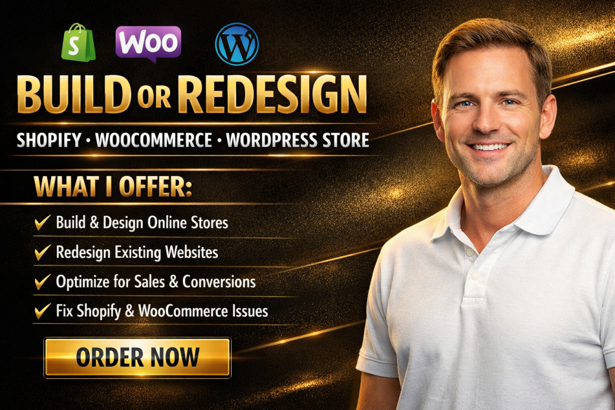 I Will Build or Redesign Shopify Store, WooCommerce Ecommerce Store, WordPress Webshop