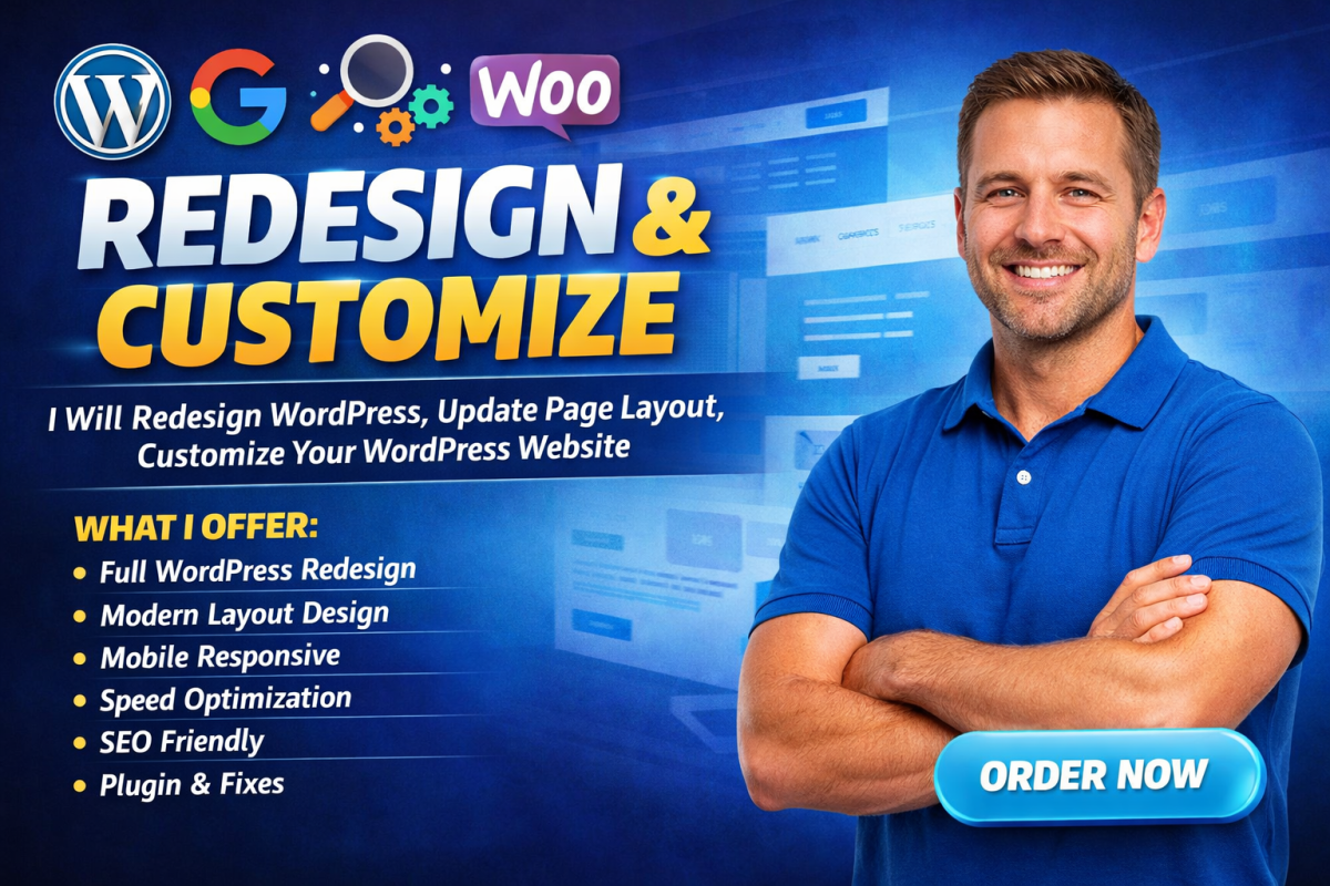 I Will Redesign WordPress, Update Page Layout, Customize Your WordPress Website