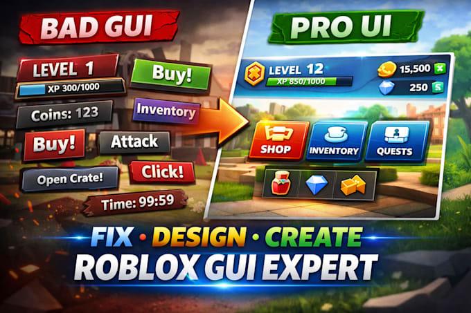 I Will Fix, Create Roblox GUI, UI, and HUD in Roblox Studio