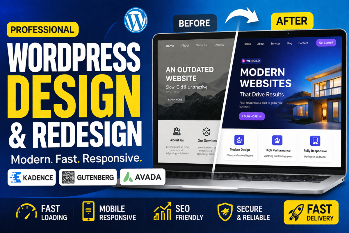I will build, redesign or fix your WordPress website with Gutenberg, Kadence, or Avada