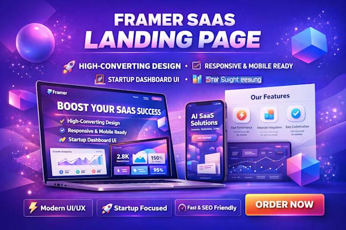 I will design high converting Framer SaaS startup landing page