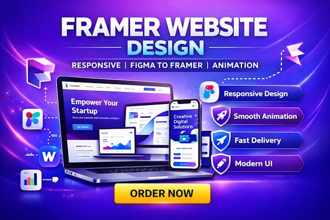 I Will Design Responsive Framer Website from Figma to Framer Animation