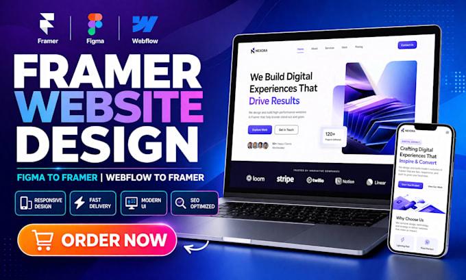 I will design modern Framer website and convert Figma to Framer Webflow