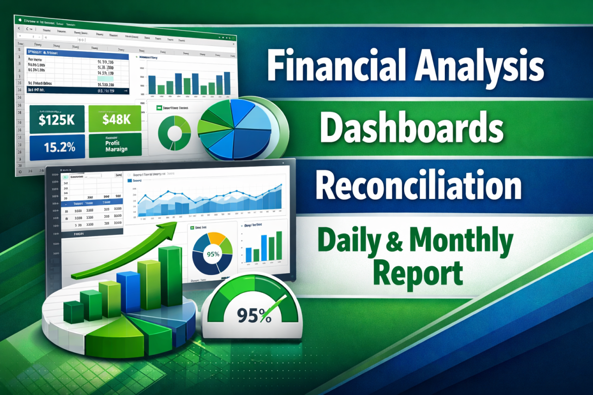 I will do financial data analysis, daily reports, reconciliation and dashboard