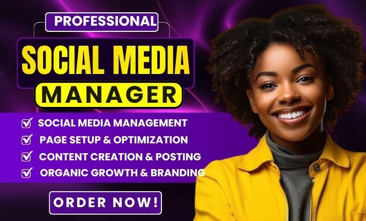 I will be your social media manager and content creator for organic growth