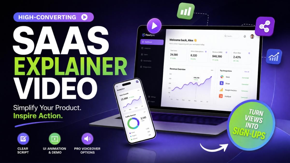 I will create saas explainer video, saas product demo video, saas animation
