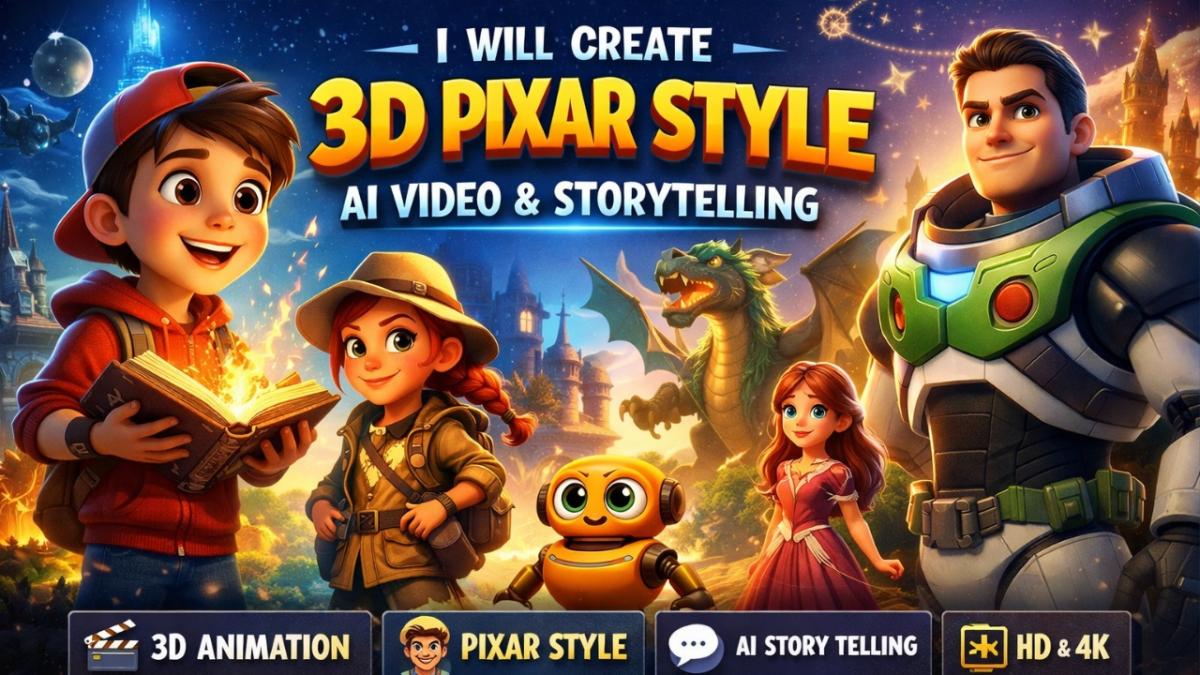 I will create 3d pixar style ai video, 3d pixar ai animation, ai story telling