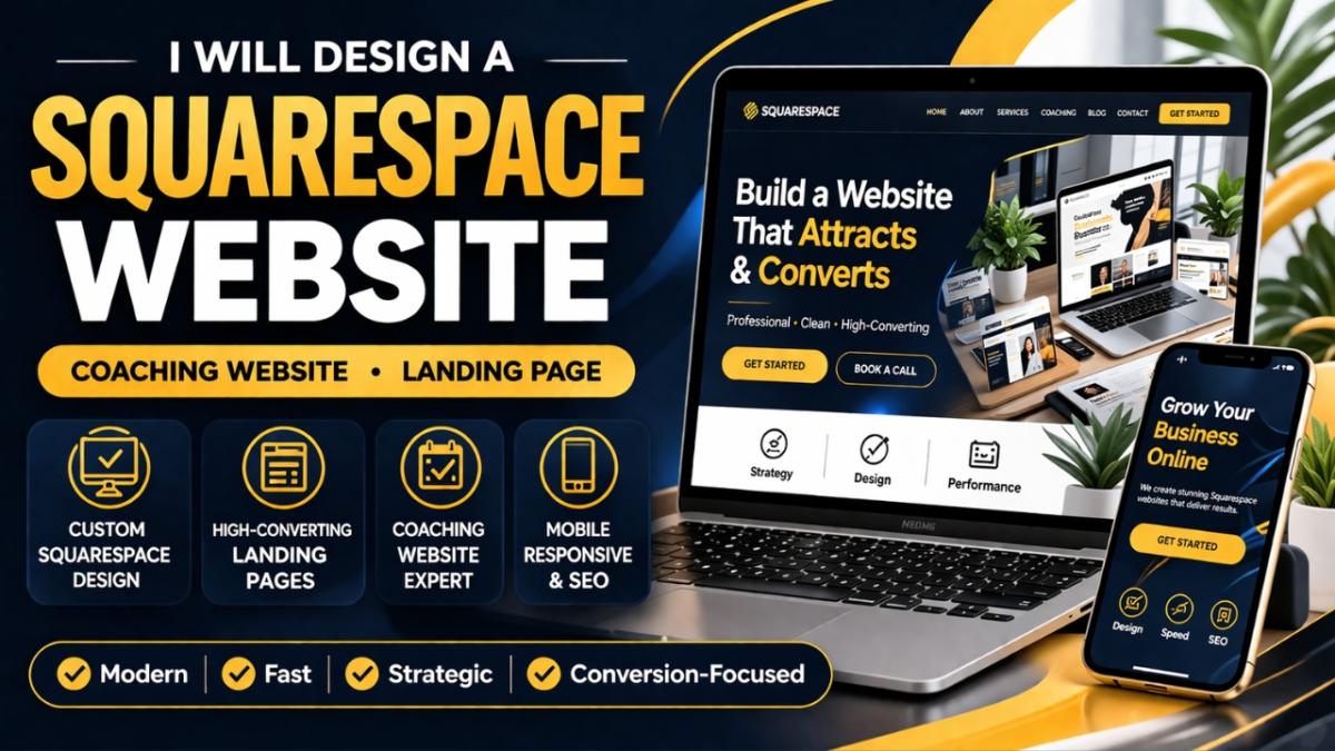 I will design squarespace website, squarespace landing page, coaching website